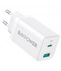 Ravpower موديل RP-PC171 شاحن 2-PIN محول 45 واط - أبيض