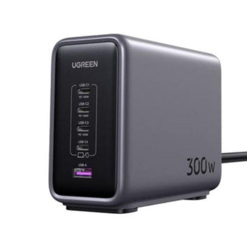 يوجرين Nexode محول شحن سريع 5 منافذ، 300 واط، CD333 - اسود