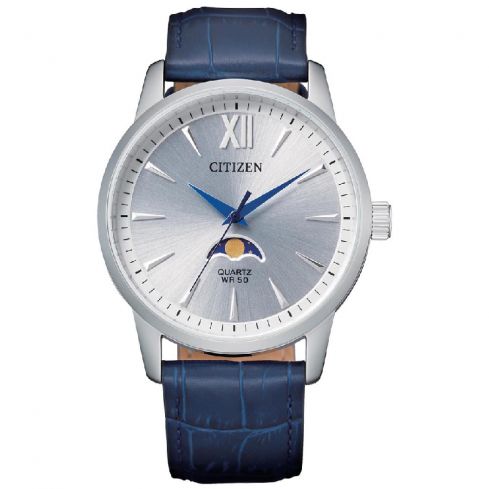 Citizen Quartz Watch for Men Leather Band, AK5000-03A - Blue