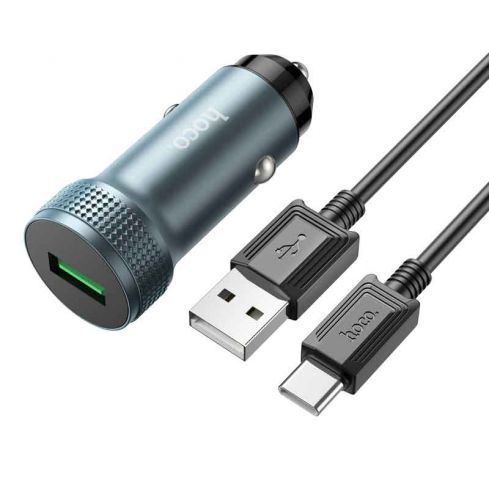 هوكو Z49A شاحن سيارة USB-A إلى TYPE-C - طول 1 متر - رمادي