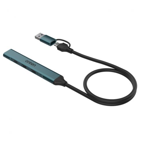  اونتن OTN-UCA9703 موزع ذكي 4 في 2 USB 3.0 X1 + USB-C X3 - يدعم OTG - أخضر