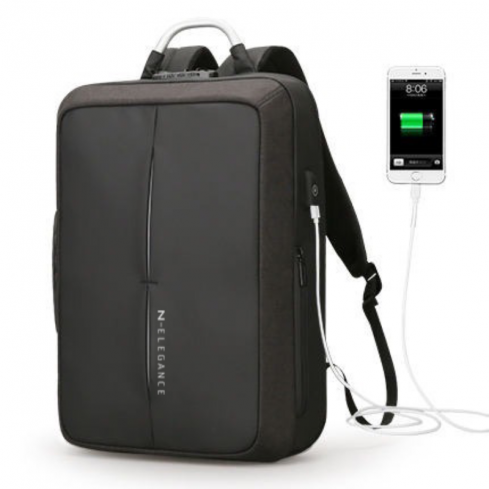 ATA NMR Elegance 17 inch Laptop Backpack Large Capacity USB Charging Waterproof - Black