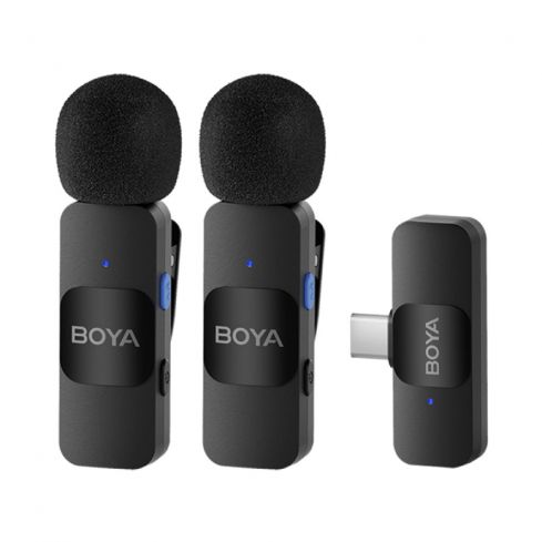 Boya Type-C 2.4GHz Dual Channel Wireless Microphone System, BY-V20 - Black