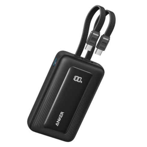 Anker Zolo Power Bank 10000mAh 35W with Built-in Dual USB-C Cables, A1680H12 - Black