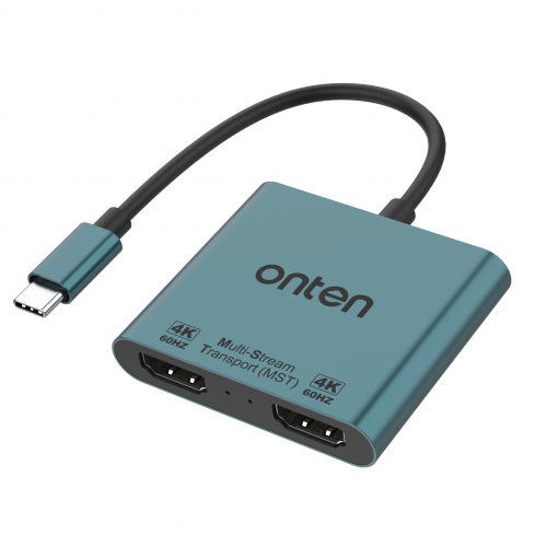 اونتن محول OTN-9175B متعدد التدفقات (MST) 2 في 1 من USB-C إلى HDTV مزدوج - أخضر